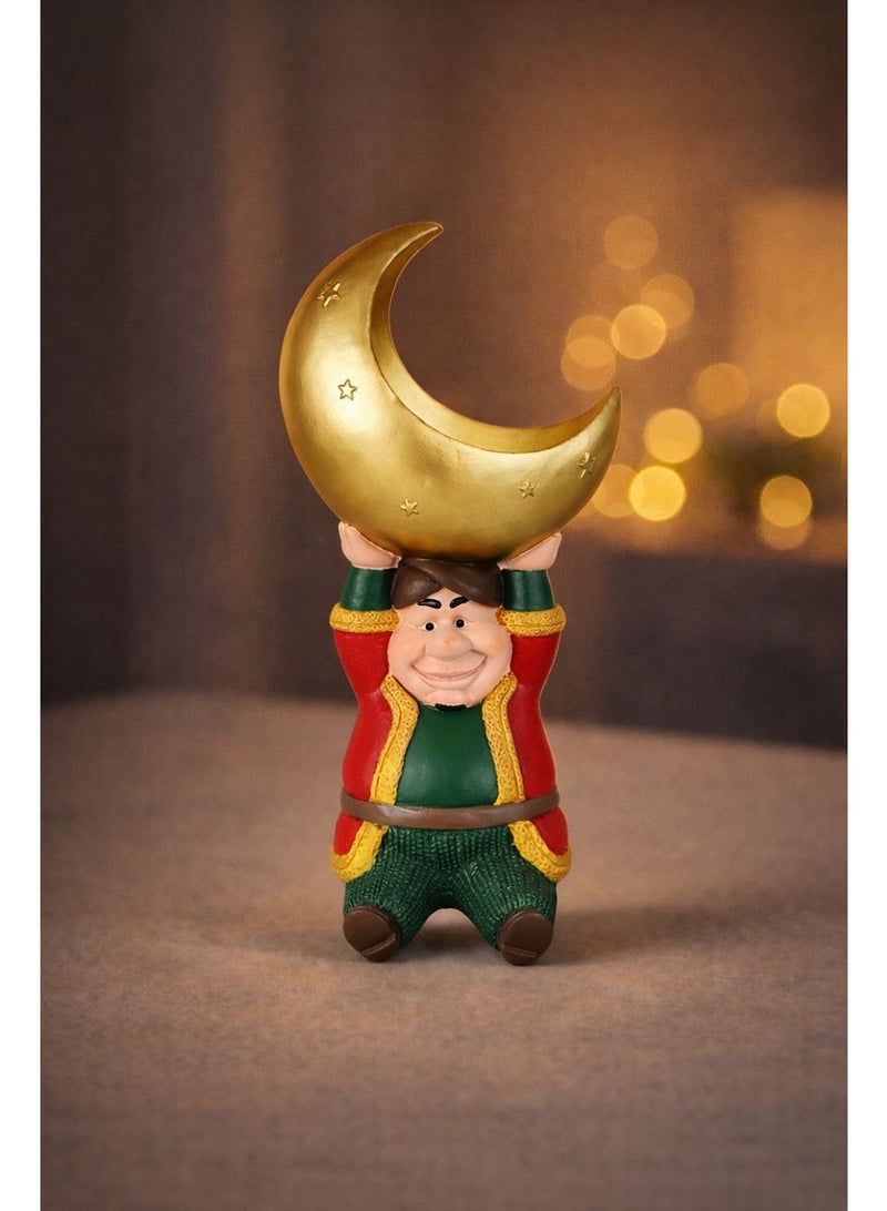 Home Care Resin Middle Eastern Style Moon Lifter, Muslim Eid Al-Fitr Decorative Colourful Painted, Rectangular, Multi-Purpose, Tabletop Display 12X24 cm - Image 2